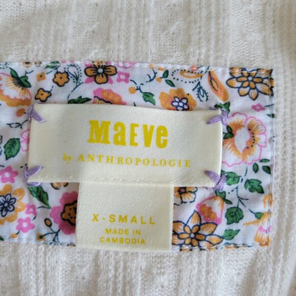 Anthropologie Maeve Rafaela Hacci Sweater Faux Wrap Ivory Surplice Women XS - Picture 12 of 14